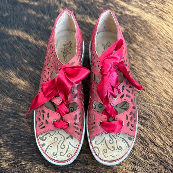 Portofino Red Leather Lace-up Sandals - Picture 1 of 10